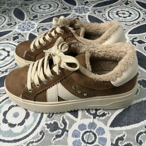 Corky Tan and Cream Faux Fur-Lined Sneakers